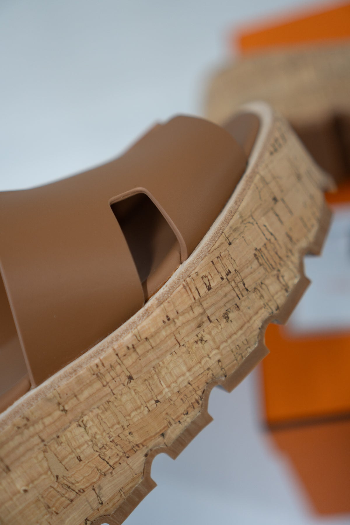 Platform Cutout Slide Sandals – Cognac Calfskin & Cork