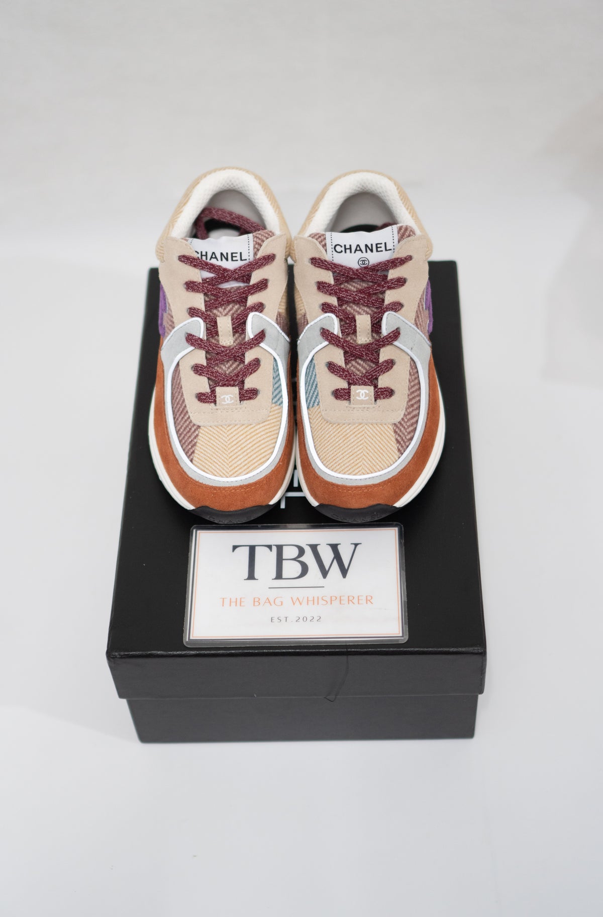 CC Fabric Suede Calfskin Sneakers – Pink Beige