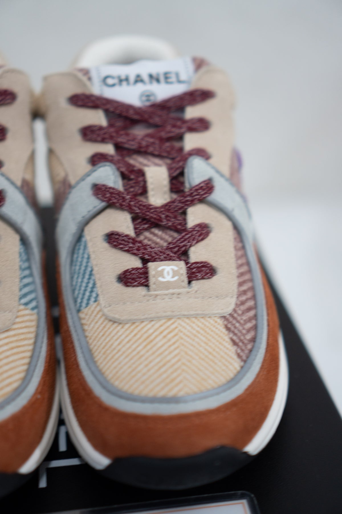 CC Fabric Suede Calfskin Sneakers – Pink Beige
