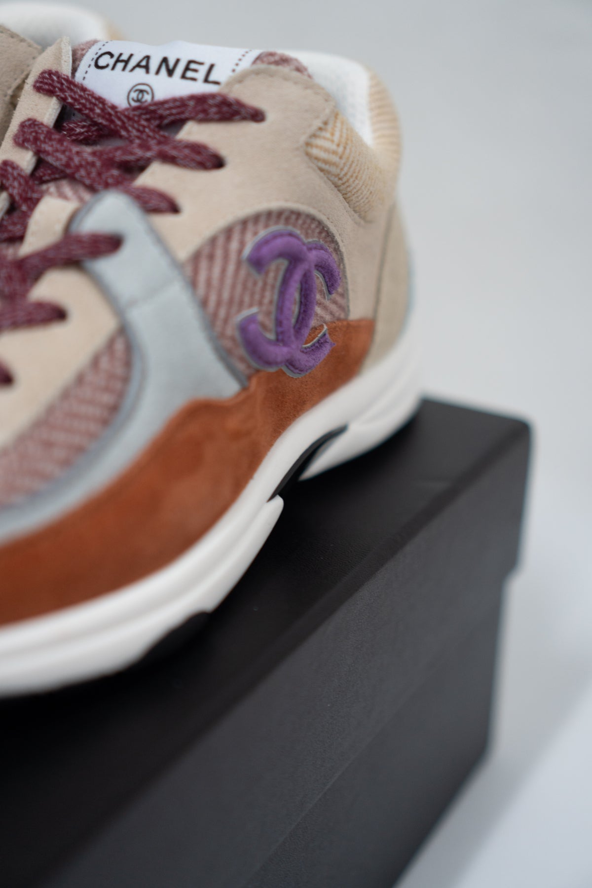 CC Fabric Suede Calfskin Sneakers – Pink Beige