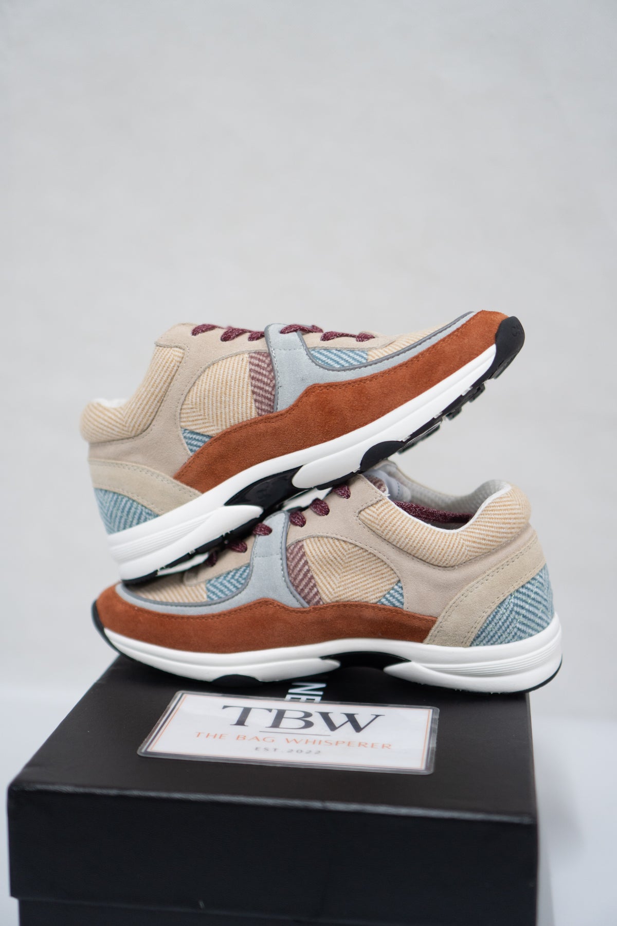 CC Fabric Suede Calfskin Sneakers – Pink Beige