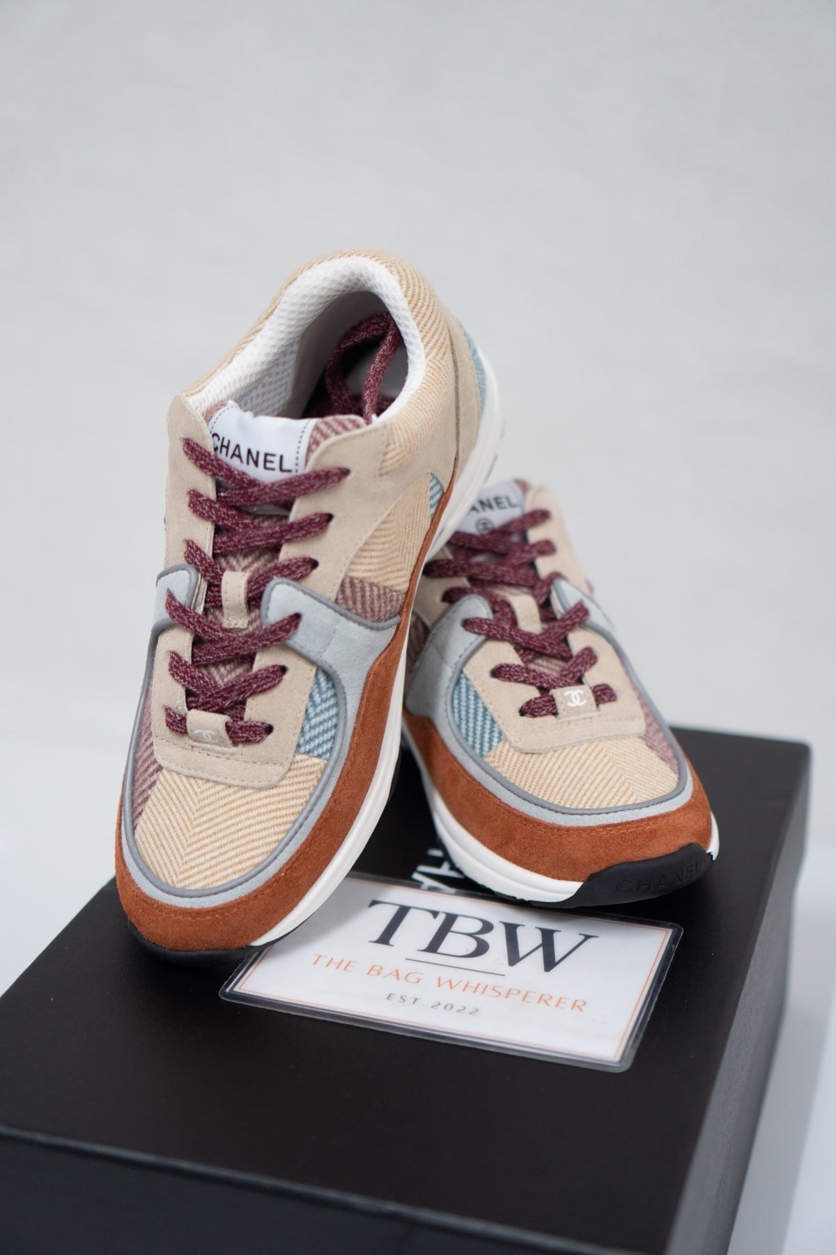 CC Fabric Suede Calfskin Sneakers – Pink Beige