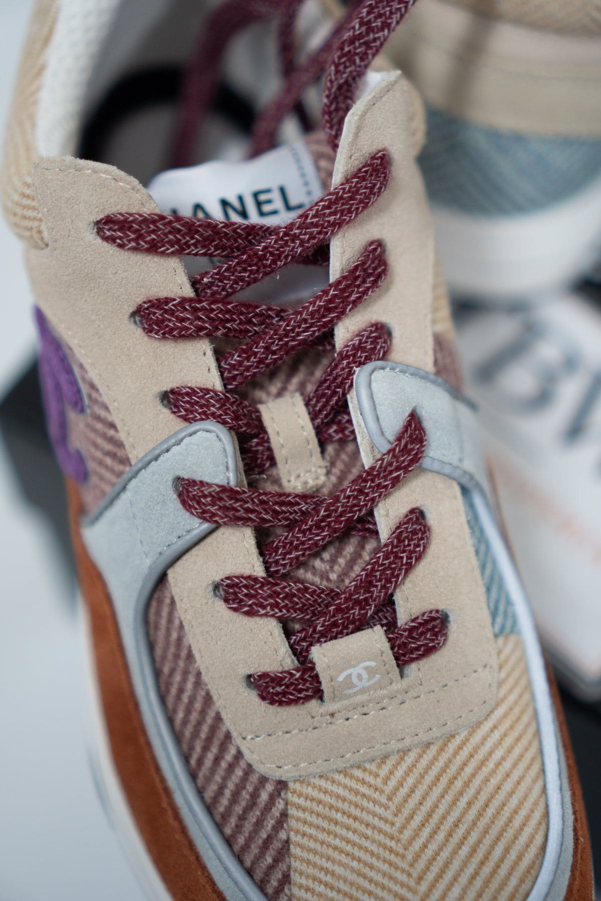 CC Fabric Suede Calfskin Sneakers – Pink Beige