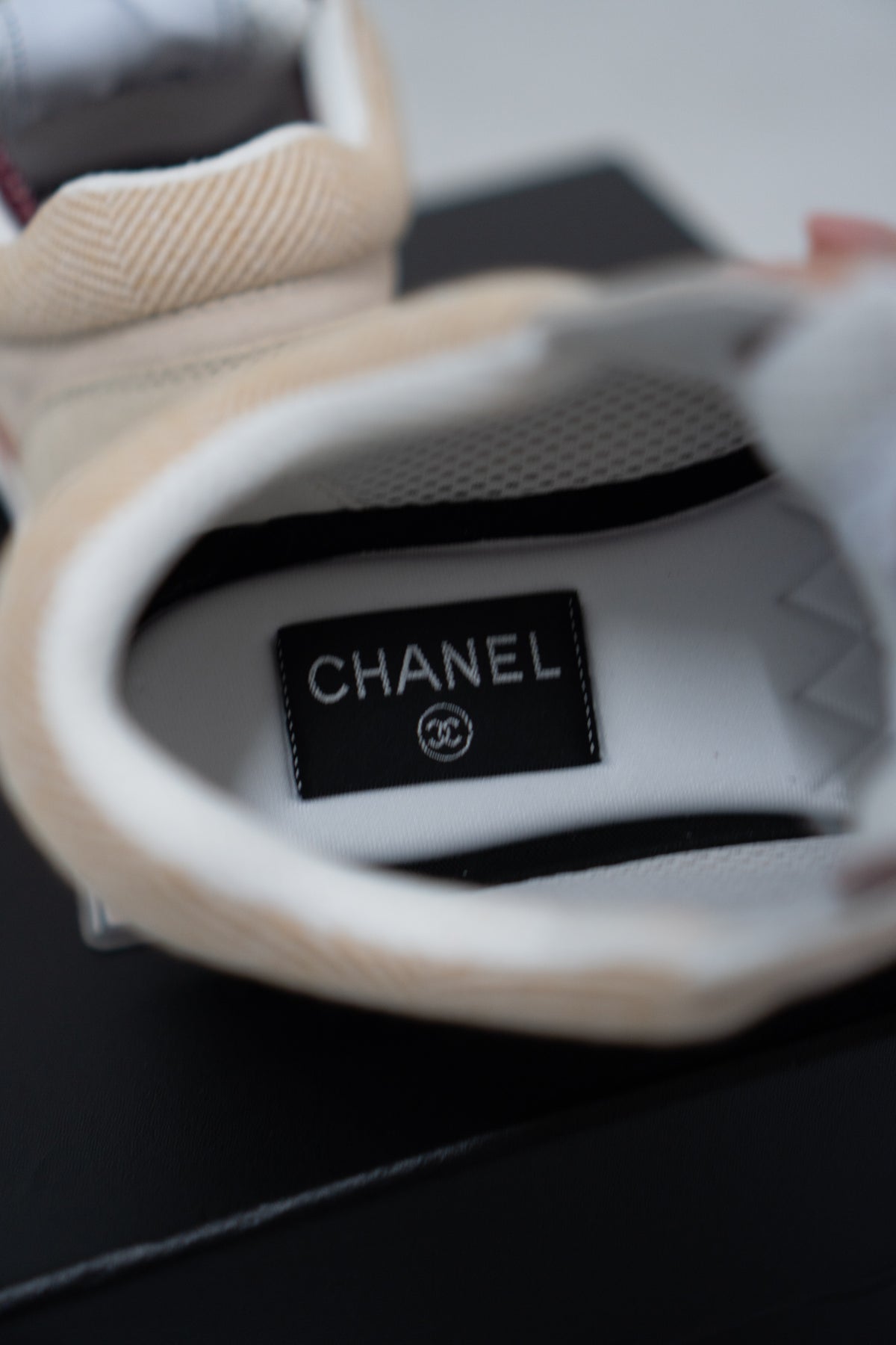CC Fabric Suede Calfskin Sneakers – Pink Beige