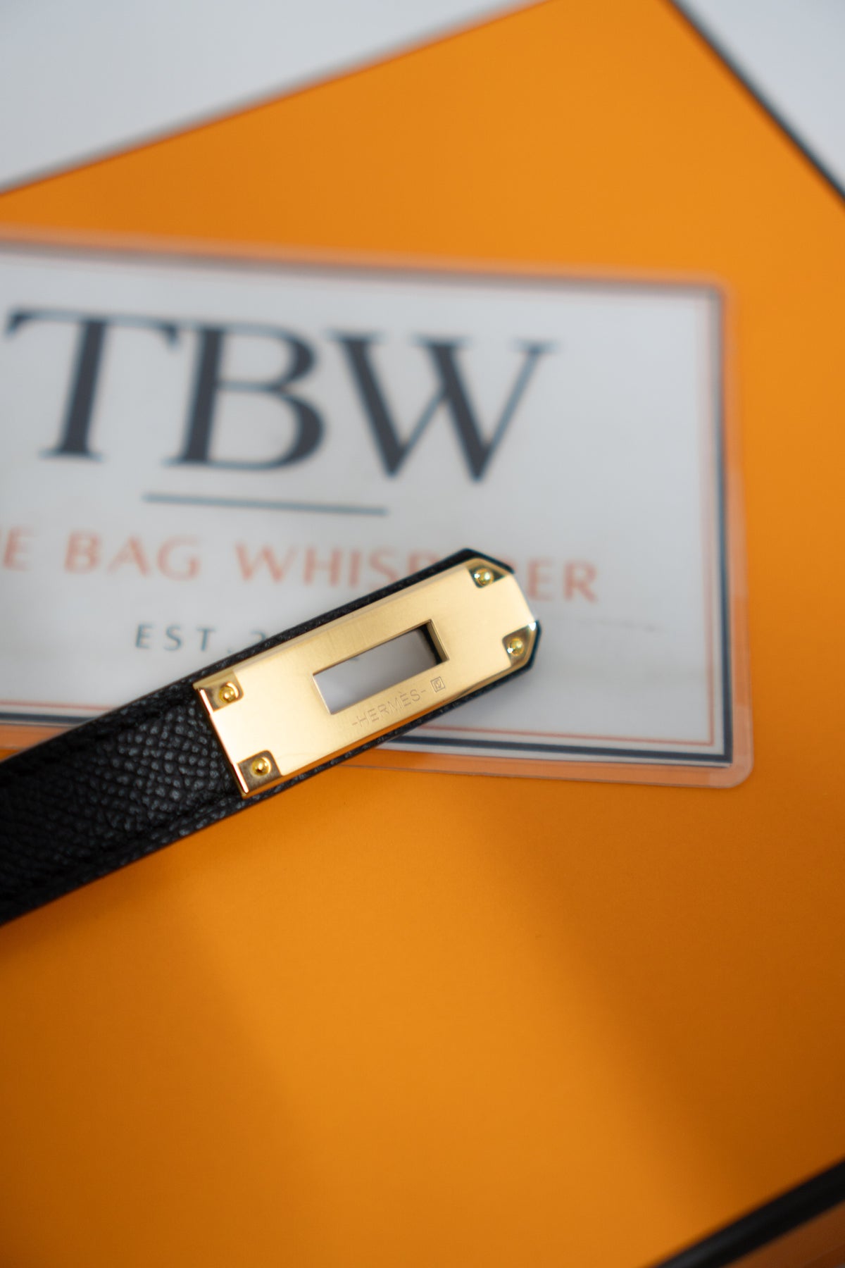 KL Adjustable Leather Belt – Black Epsom Leather with Gold Hardware