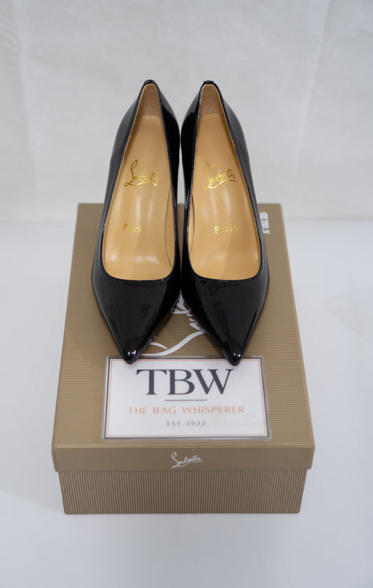 Pointed-Toe Patent Leather Pumps – Black with Red Lacquered Soles