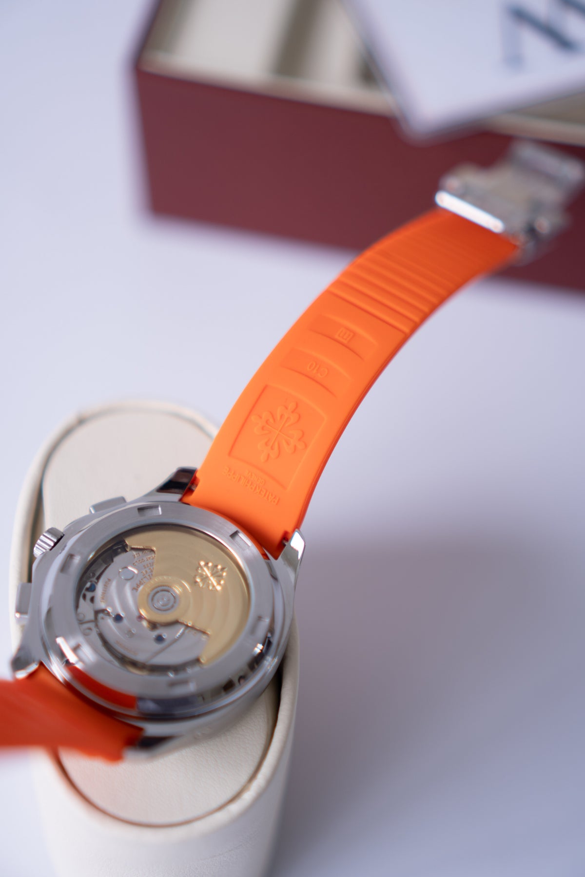 Aquanaut Chronograph Stainless Steel Watch – Black Dial & Orange Composite Strap