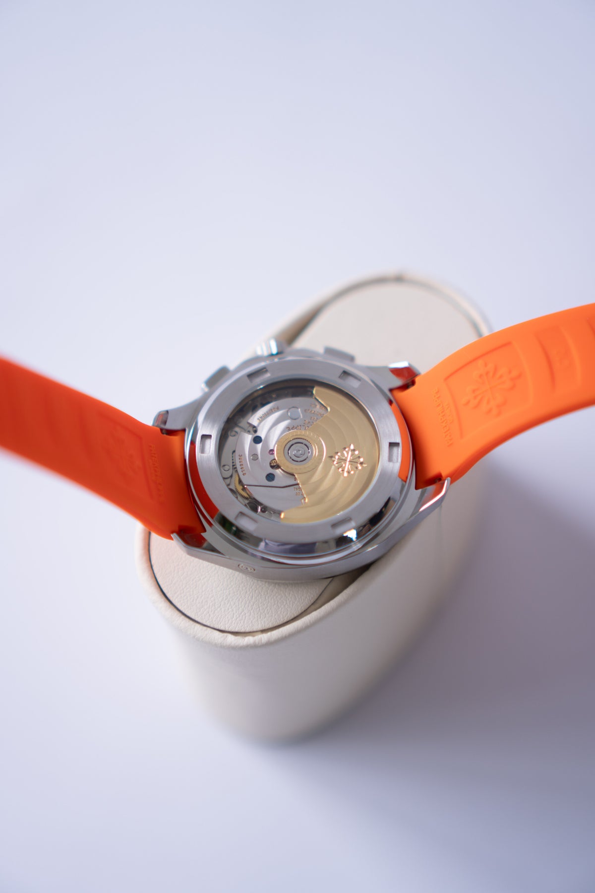 Aquanaut Chronograph Stainless Steel Watch – Black Dial & Orange Composite Strap