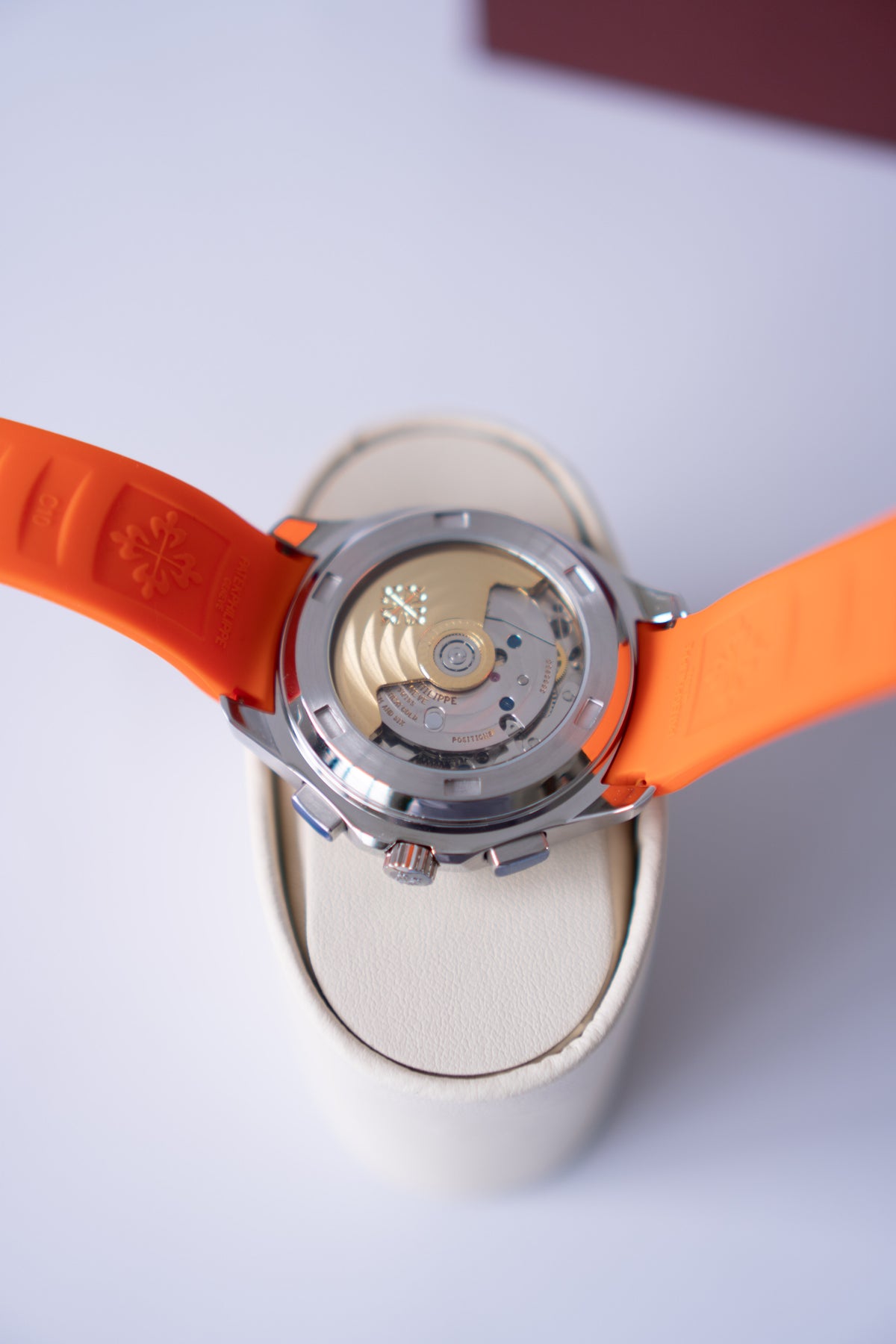 Aquanaut Chronograph Stainless Steel Watch – Black Dial & Orange Composite Strap