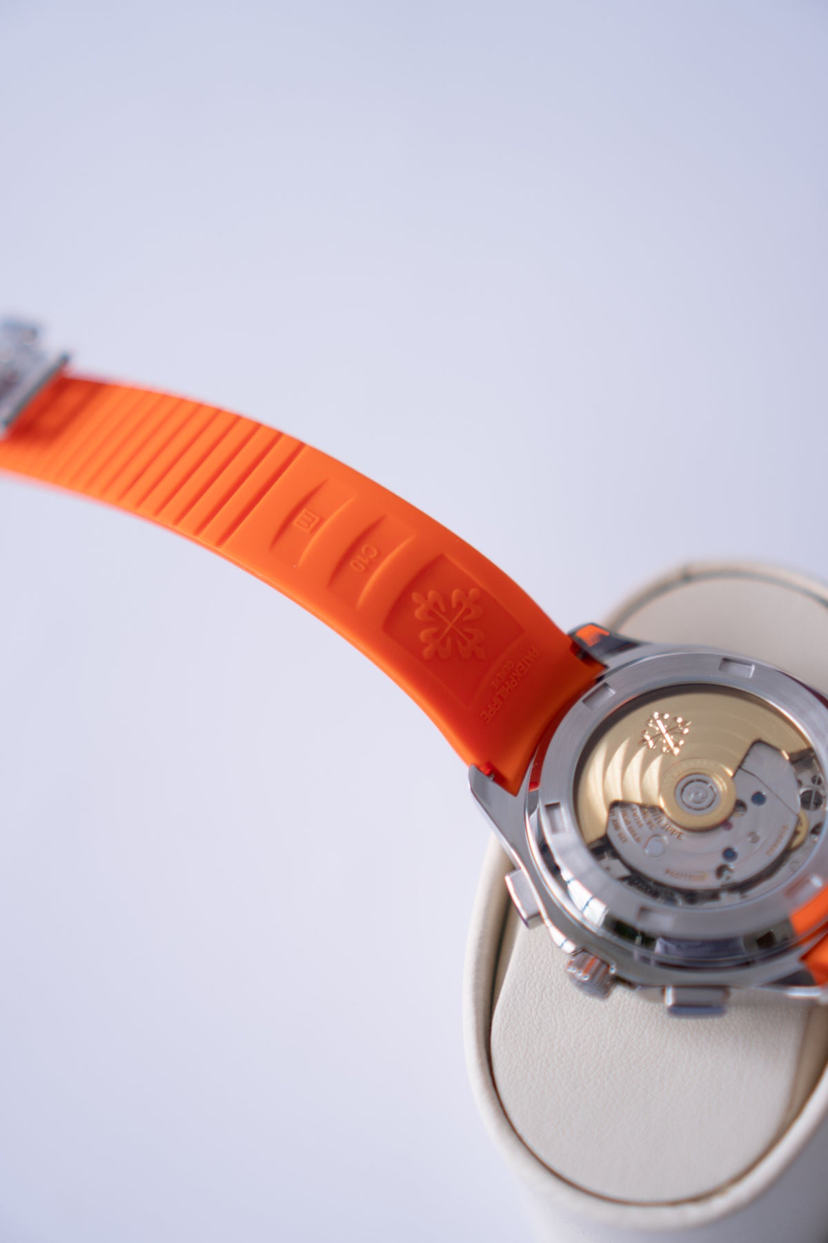 Aquanaut Chronograph Stainless Steel Watch – Black Dial & Orange Composite Strap
