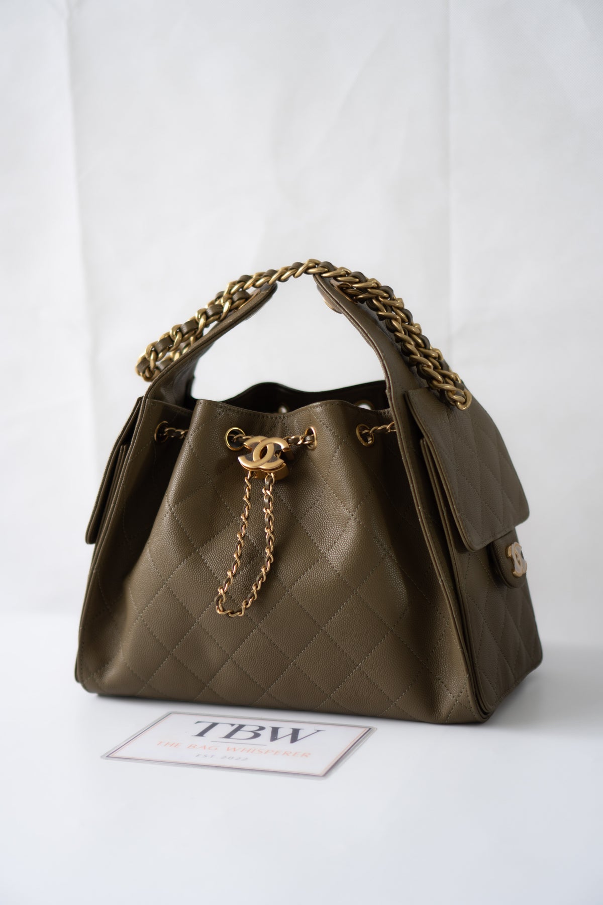 C25 Small Caviar – Khaki Green with Gold Hardware