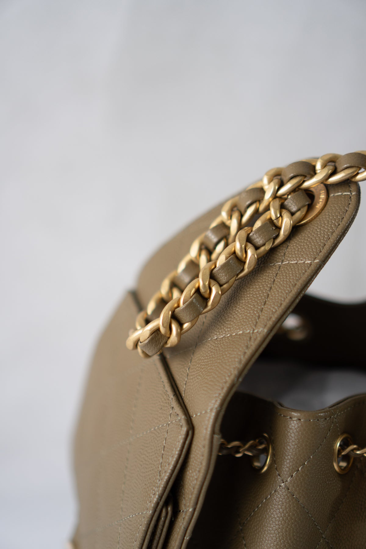 C25 Small Caviar – Khaki Green with Gold Hardware