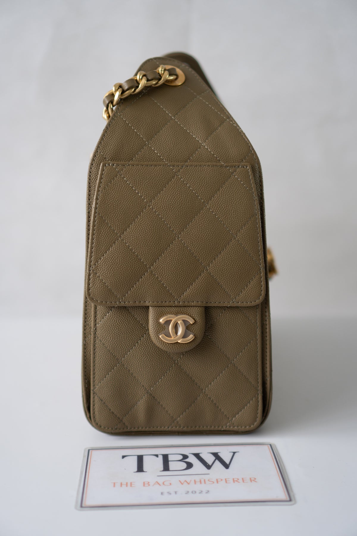 C25 Small Caviar – Khaki Green with Gold Hardware