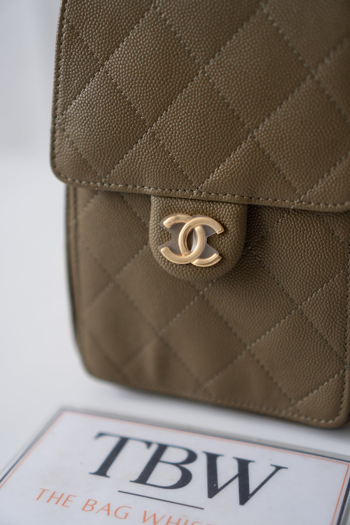 C25 Small Caviar – Khaki Green with Gold Hardware