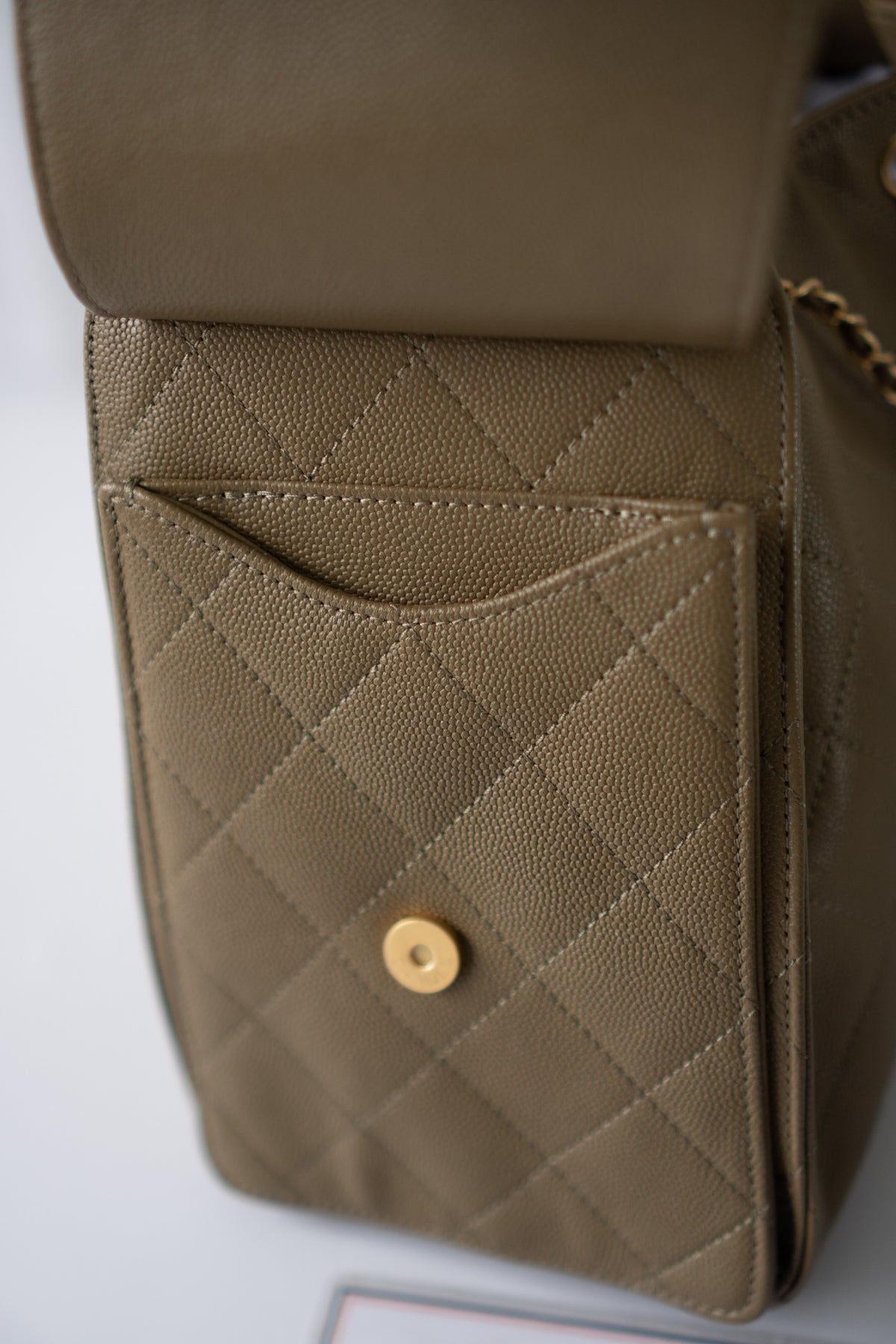 C25 Small Caviar – Khaki Green with Gold Hardware
