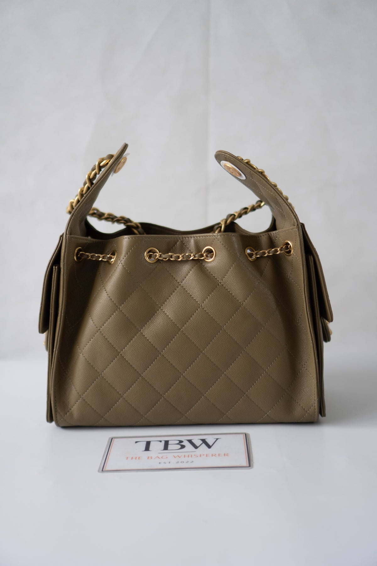 C25 Small Caviar – Khaki Green with Gold Hardware