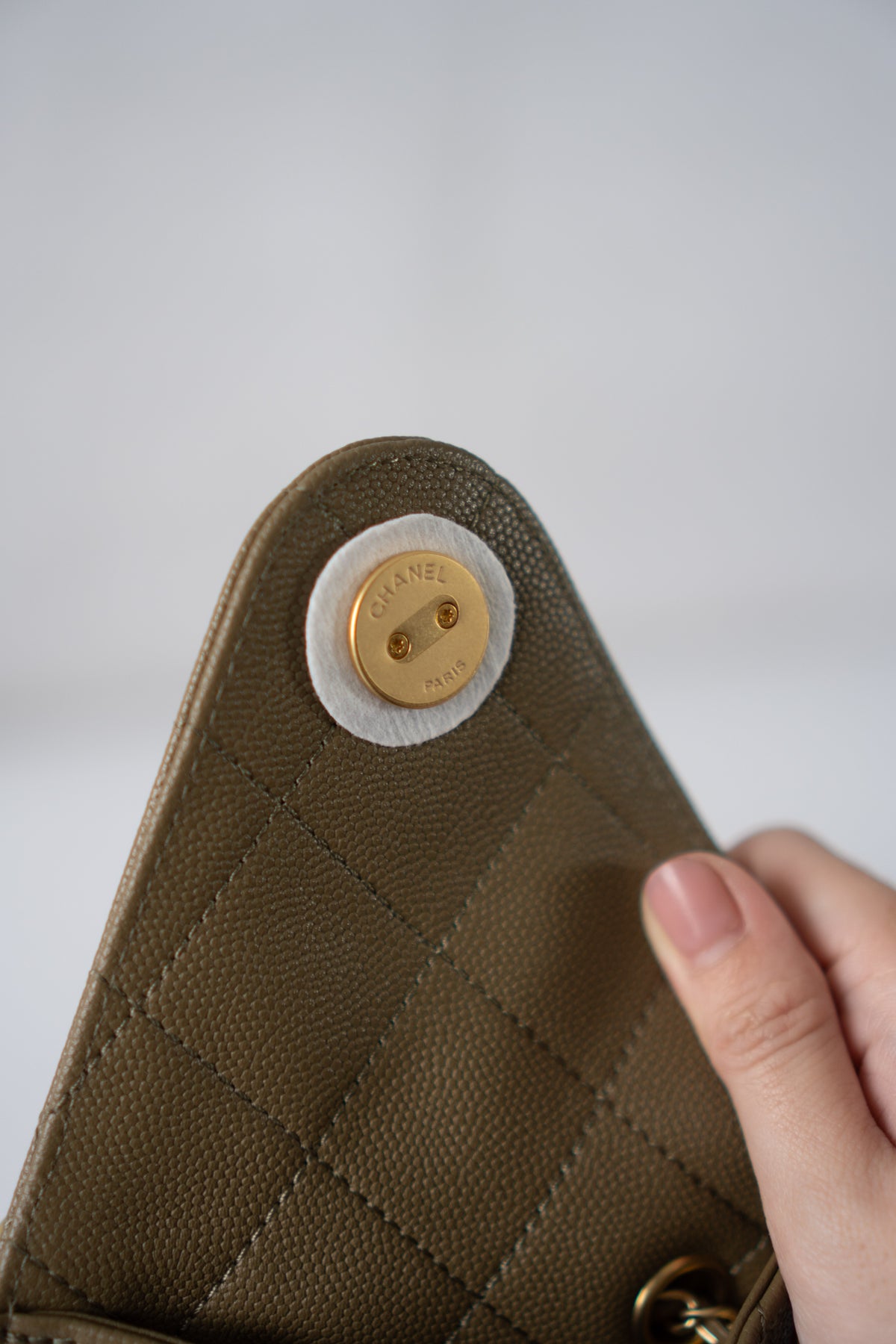 C25 Small Caviar – Khaki Green with Gold Hardware