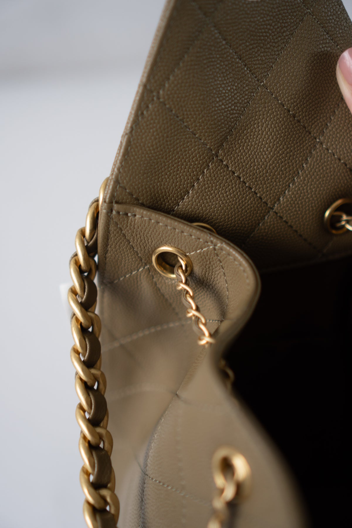C25 Small Caviar – Khaki Green with Gold Hardware