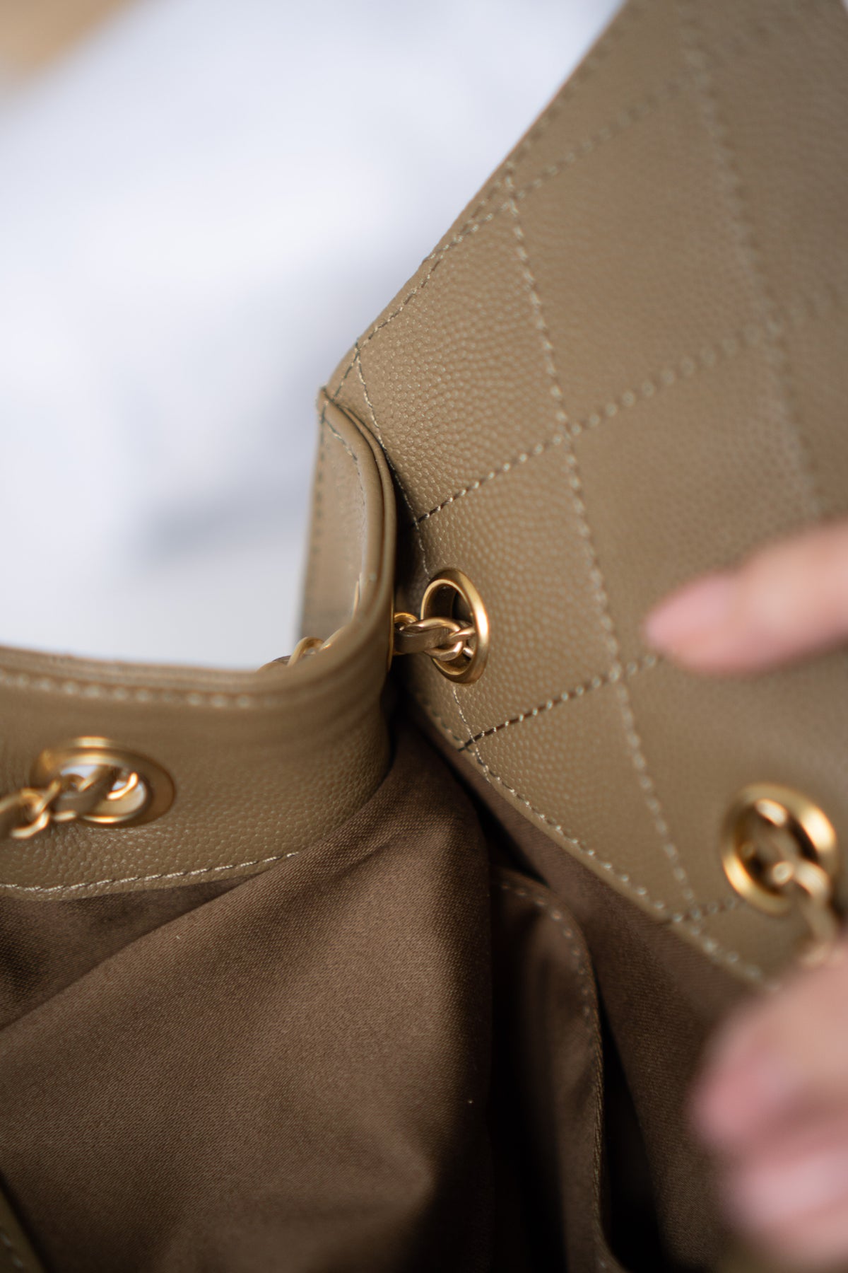C25 Small Caviar – Khaki Green with Gold Hardware