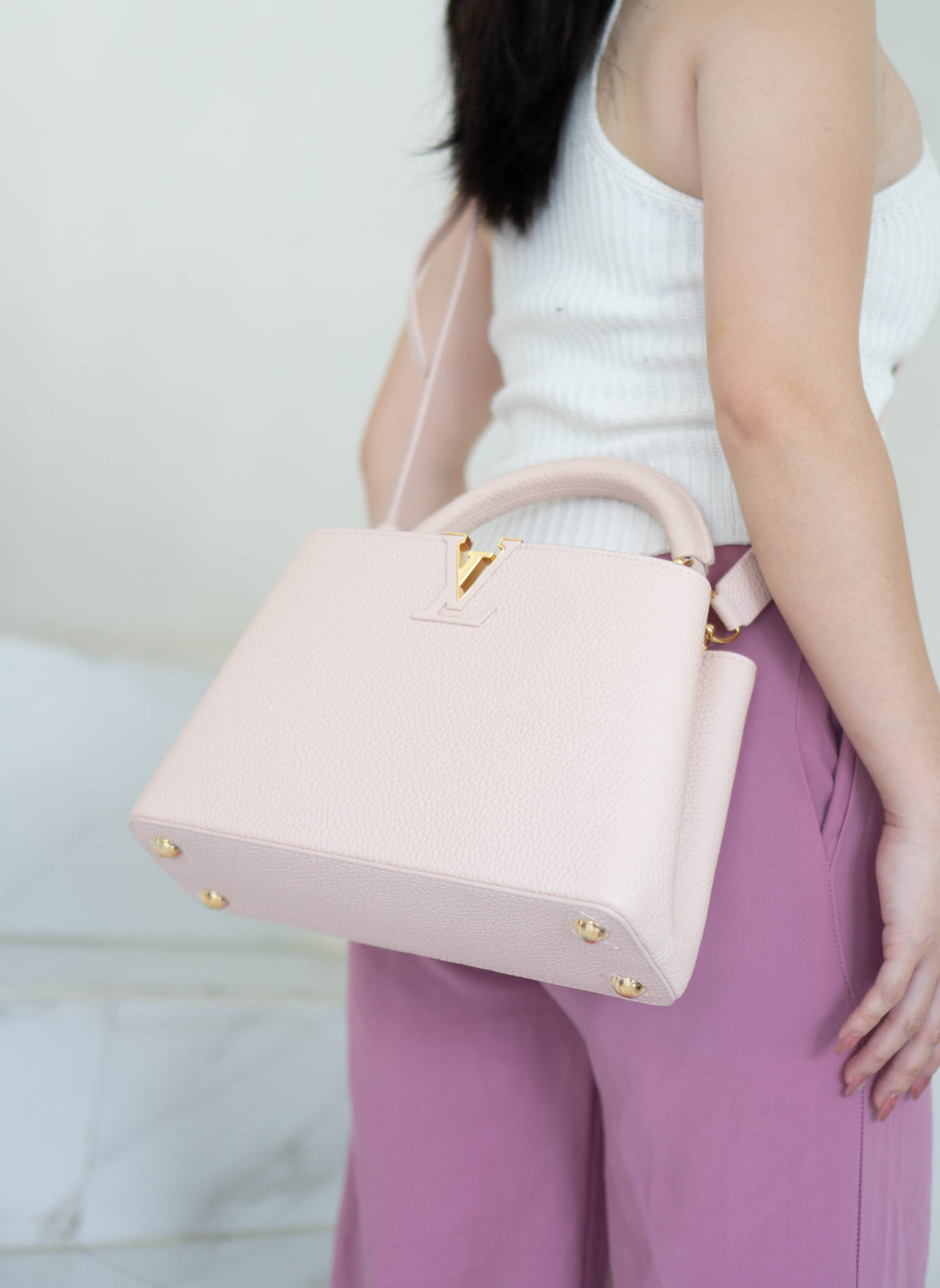 Capucines BB – Rose Jasmin in Taurillon Leather
