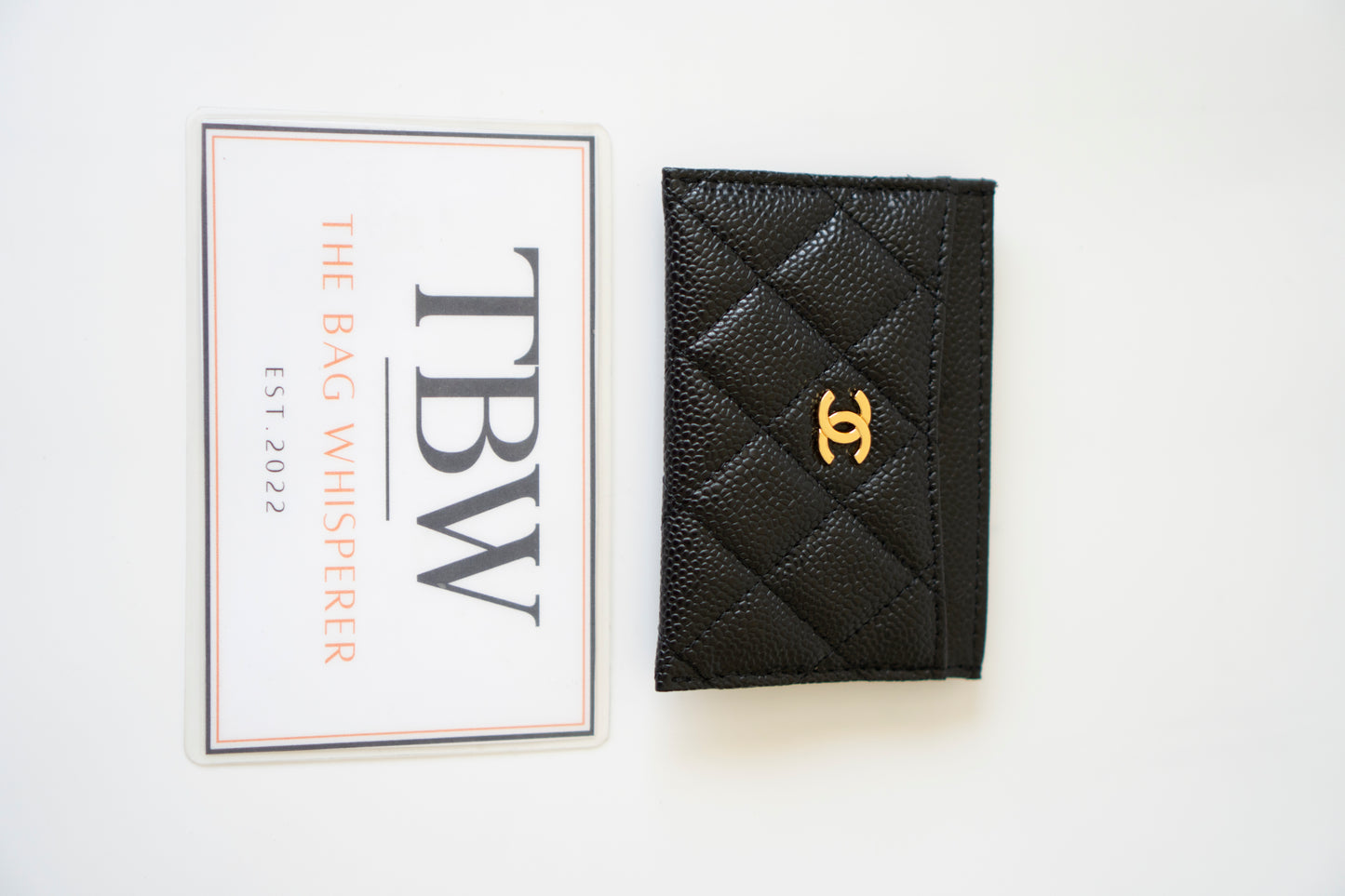 Classic Card Holder – Black Caviar with Gold Hardware