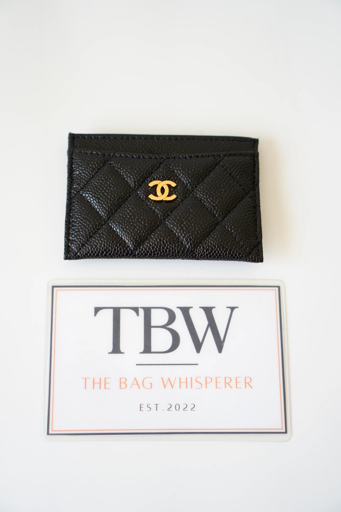 Classic Card Holder – Black Caviar with Gold Hardware