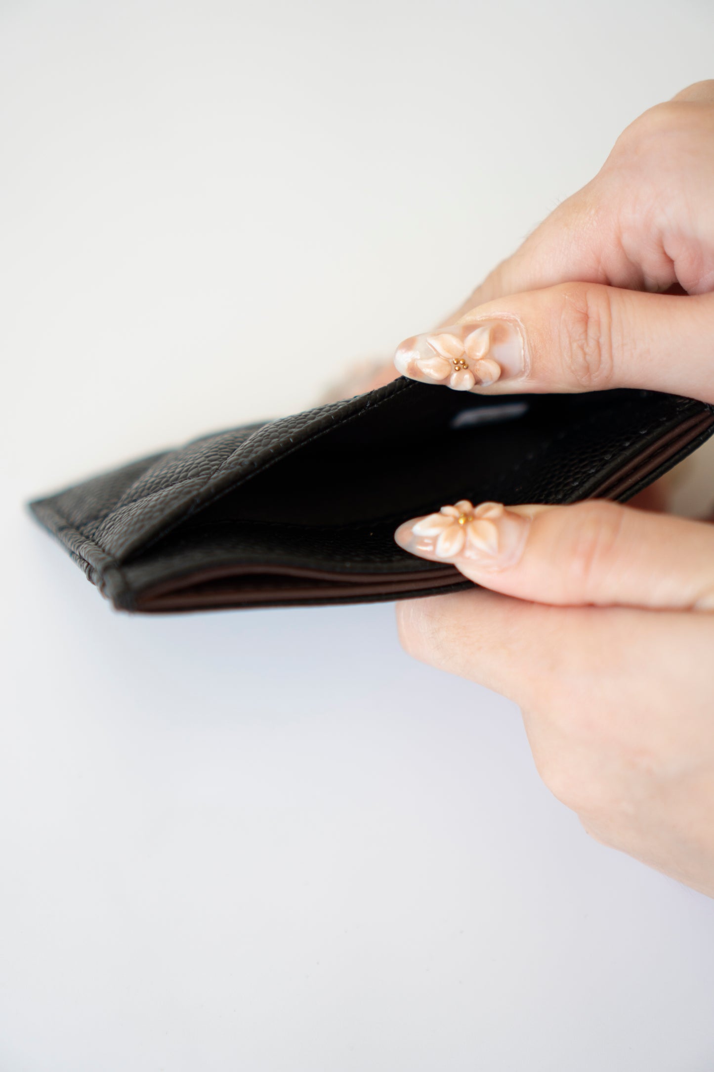 Classic Card Holder – Black Caviar with Gold Hardware