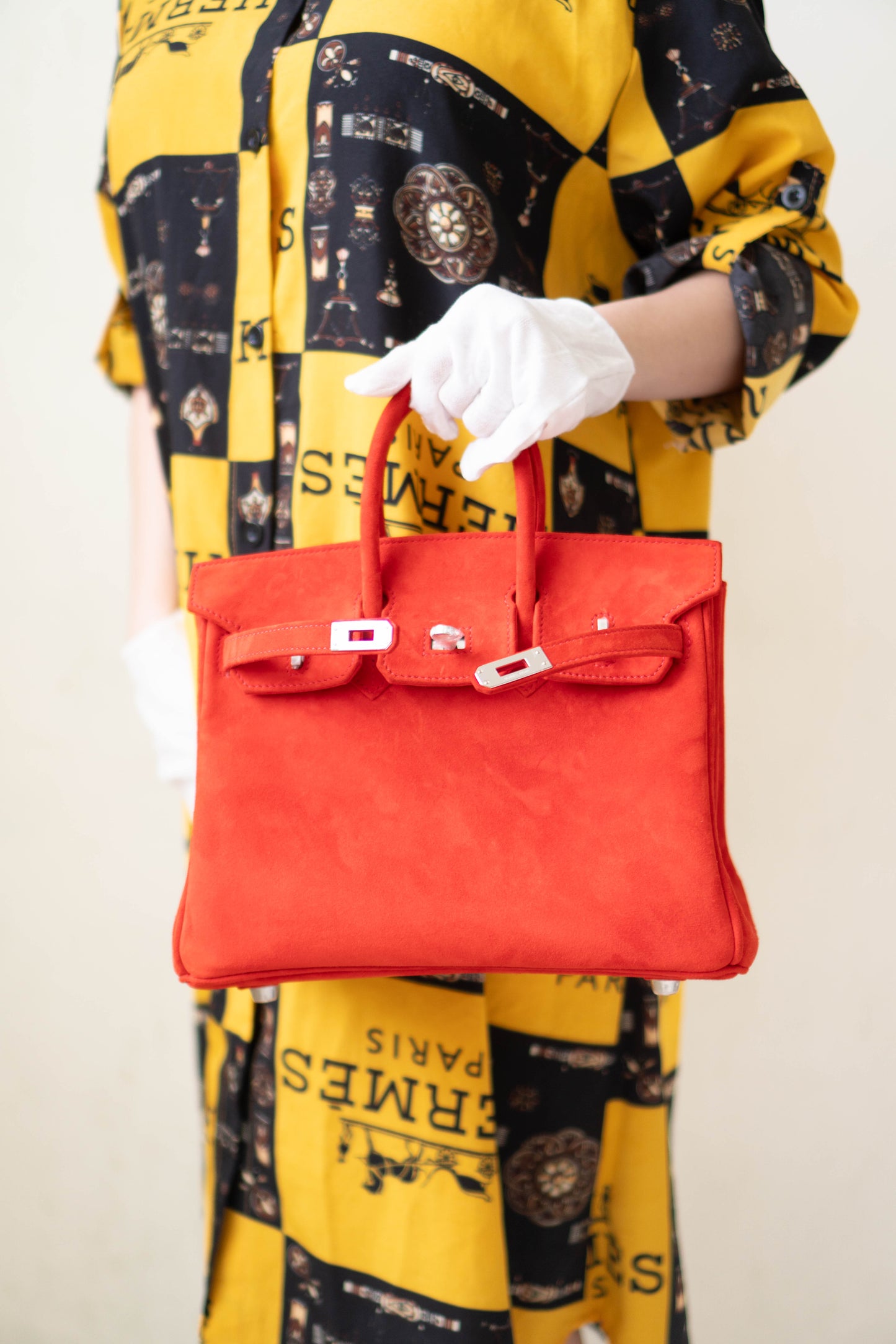 Birkin 25 Doblis in Rouge Vif suede