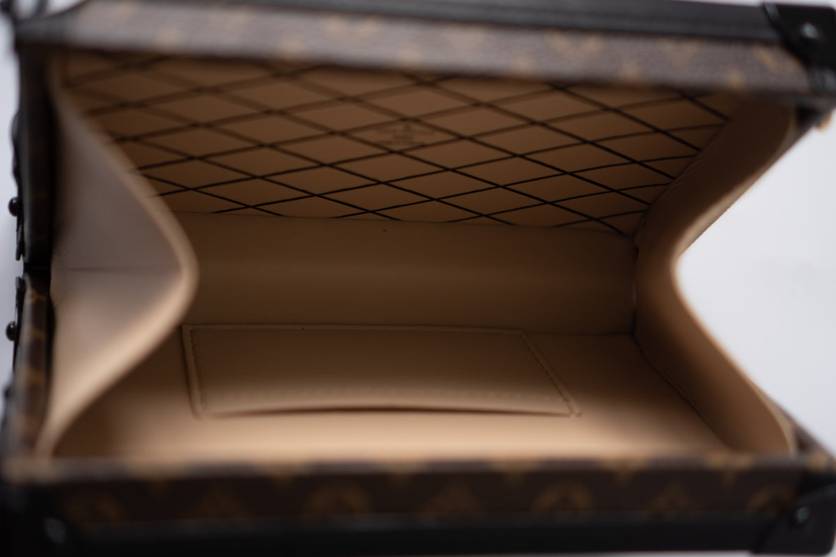 Petite Malle – Monogram Canvas with Black Calfskin & Gold-Tone Hardware