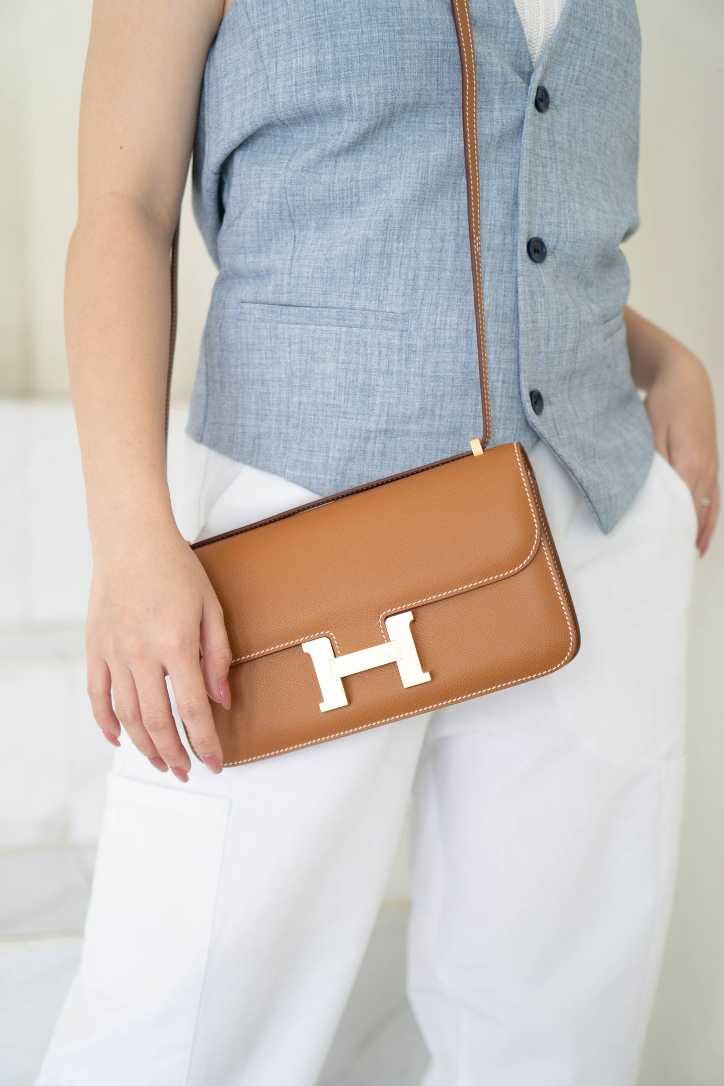 Constance Elan – Gold Epsom Leather with Gold Hardware