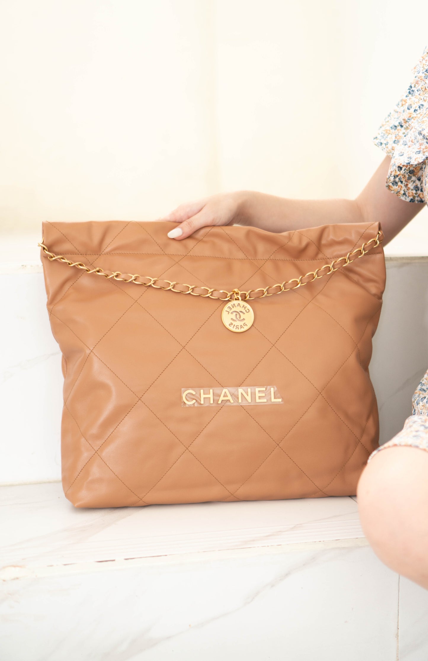 C22 in Medium Rich Caramel Calfskin with Gold Hardware