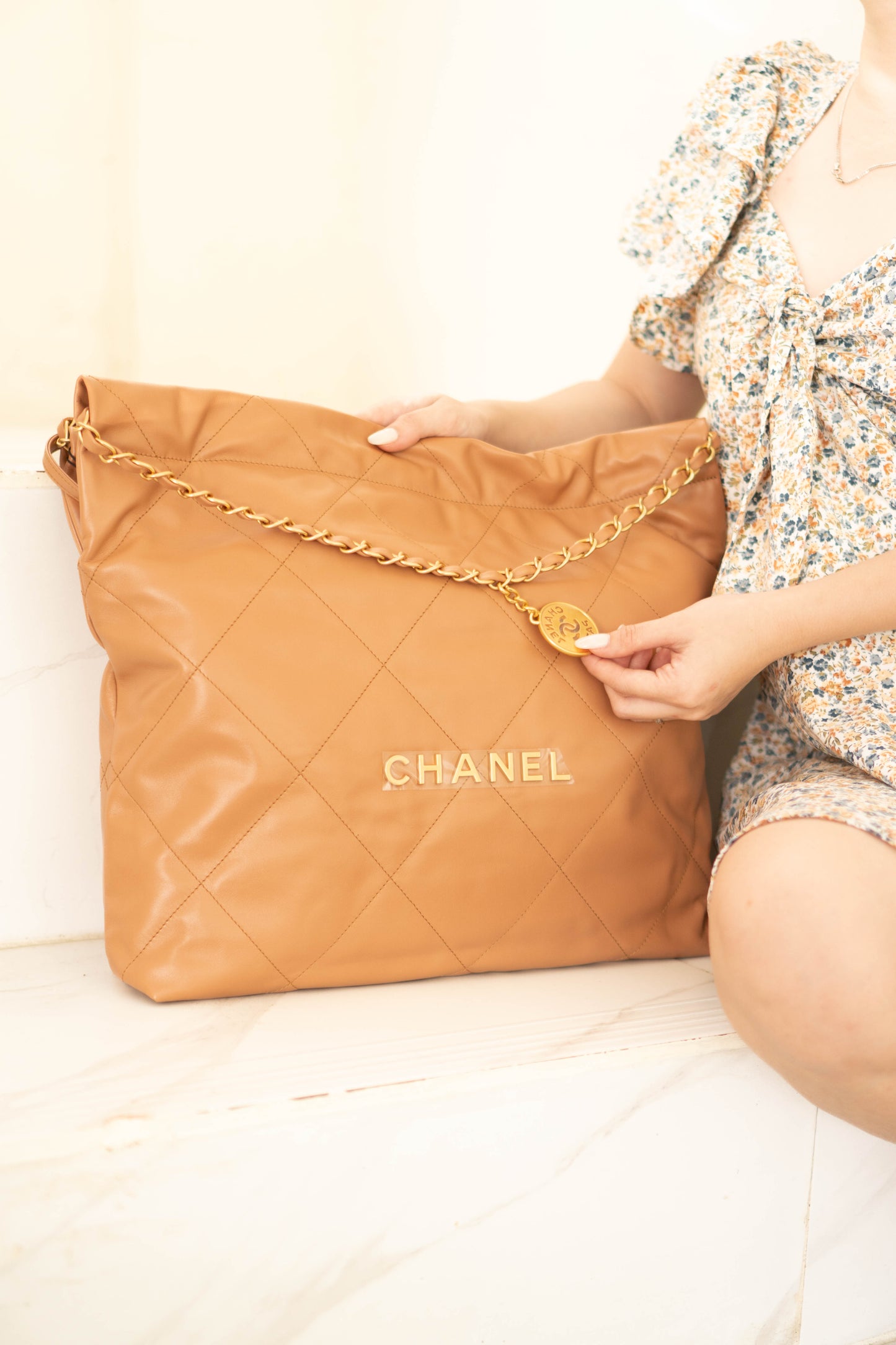 C22 in Medium Rich Caramel Calfskin with Gold Hardware