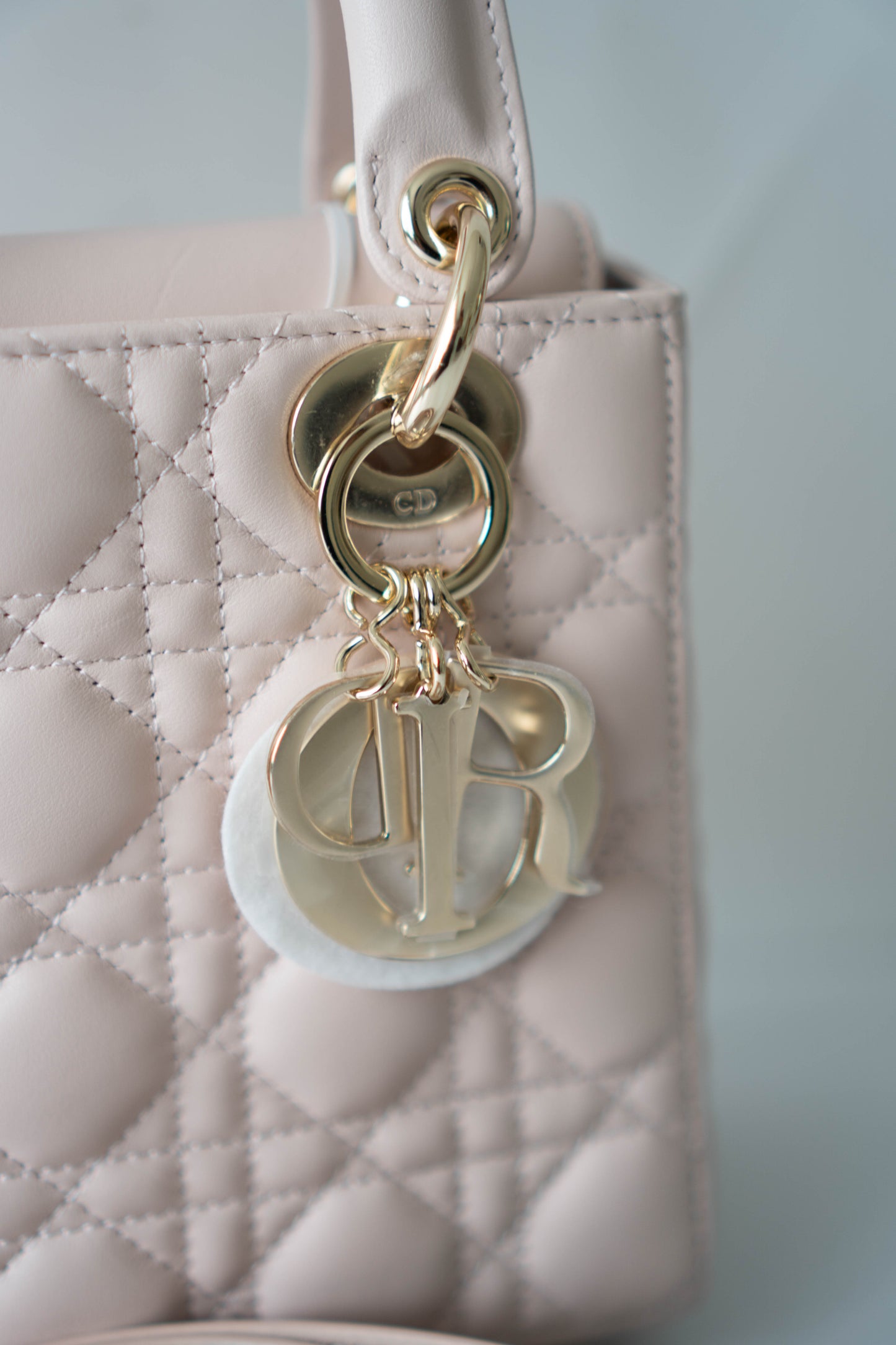 Lady D Small Cannage – Powder Pink Lambskin