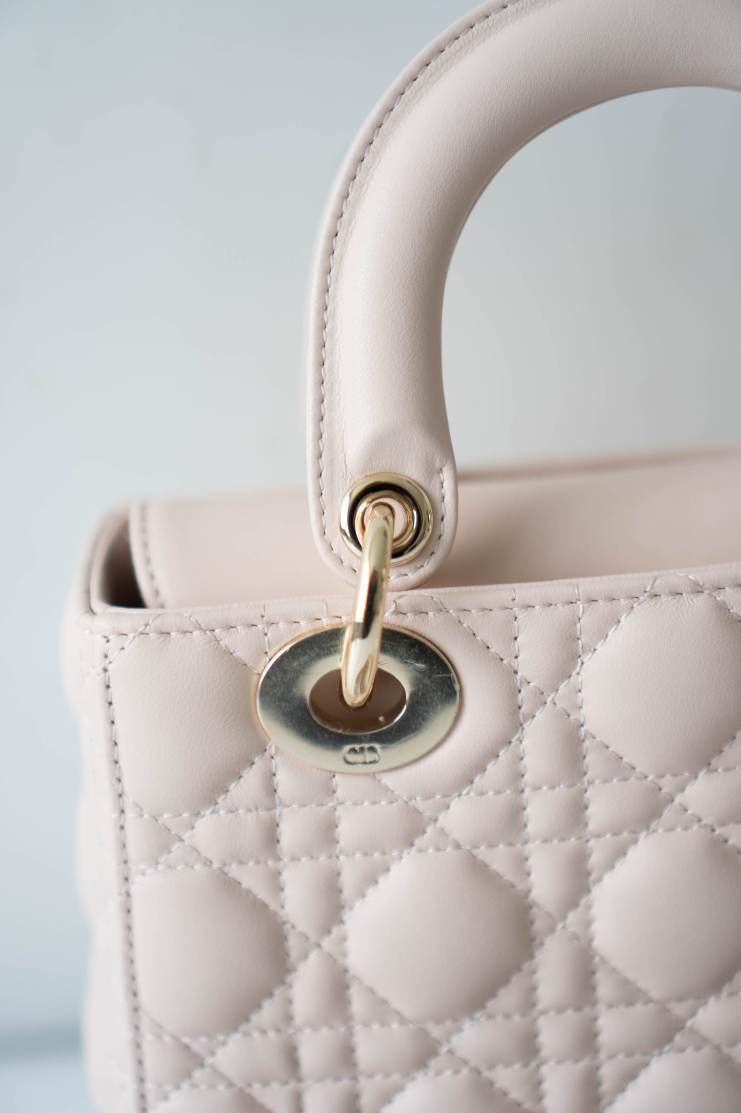 Lady D Small Cannage – Powder Pink Lambskin