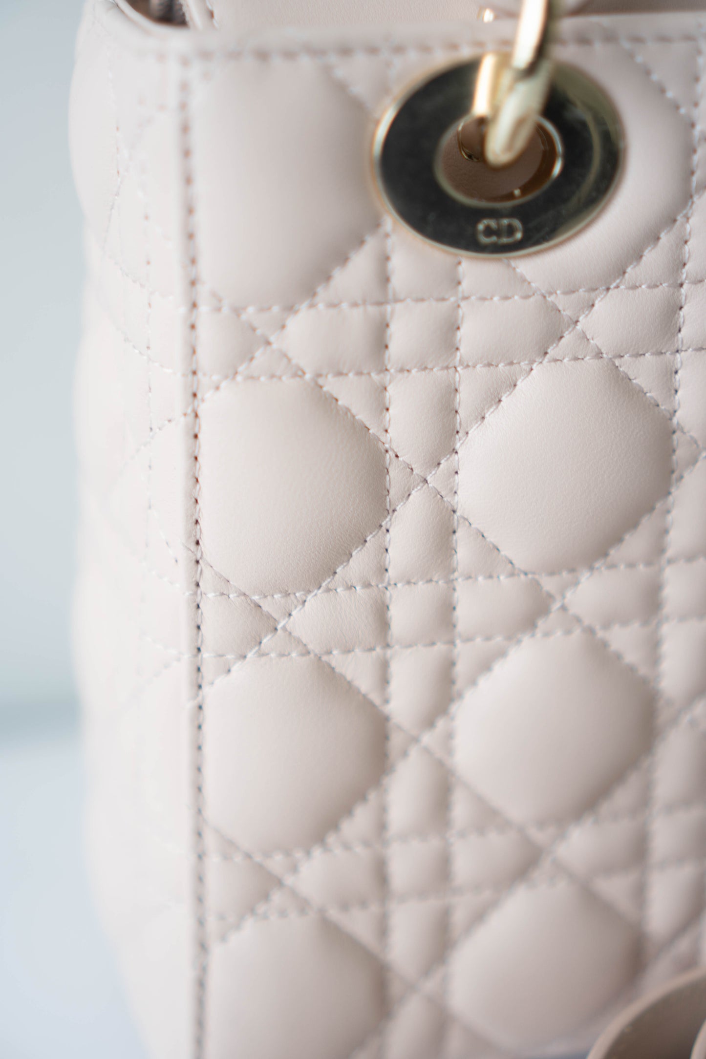 Lady D Small Cannage – Powder Pink Lambskin