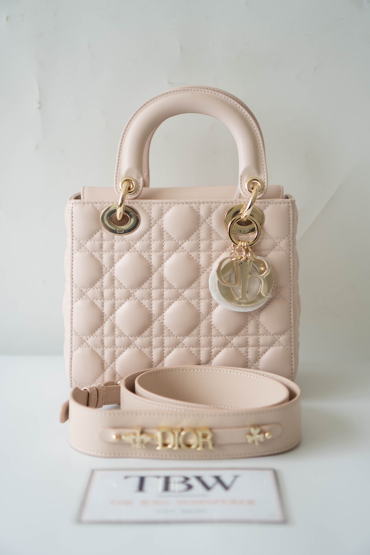 Lady D Small Cannage – Powder Pink Lambskin