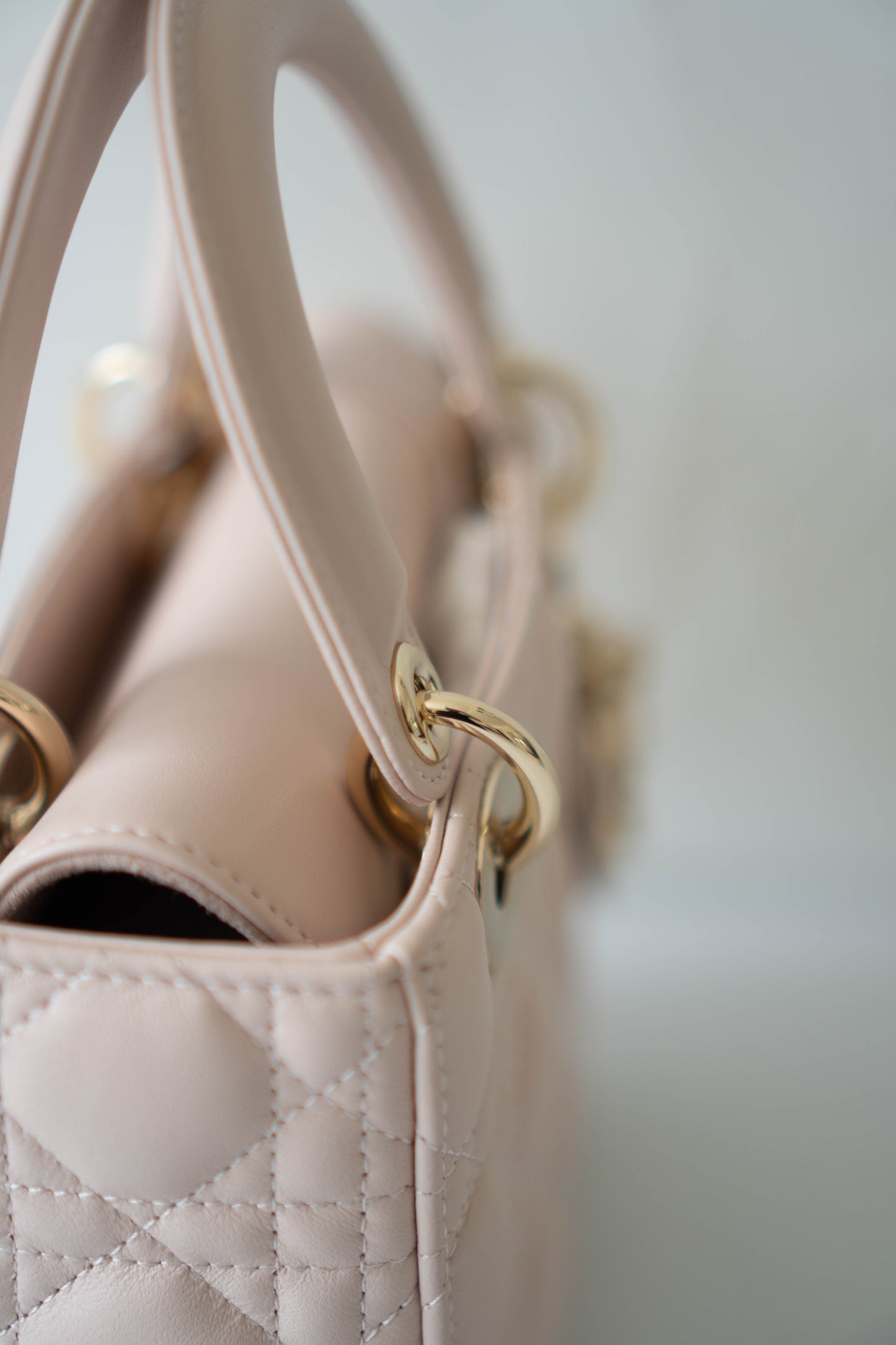 Lady D Small Cannage – Powder Pink Lambskin