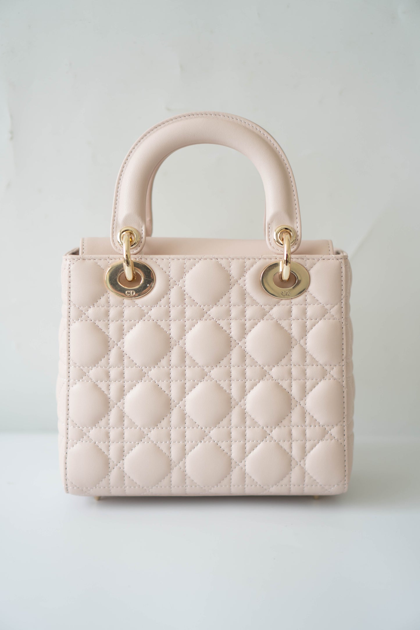 Lady D Small Cannage – Powder Pink Lambskin