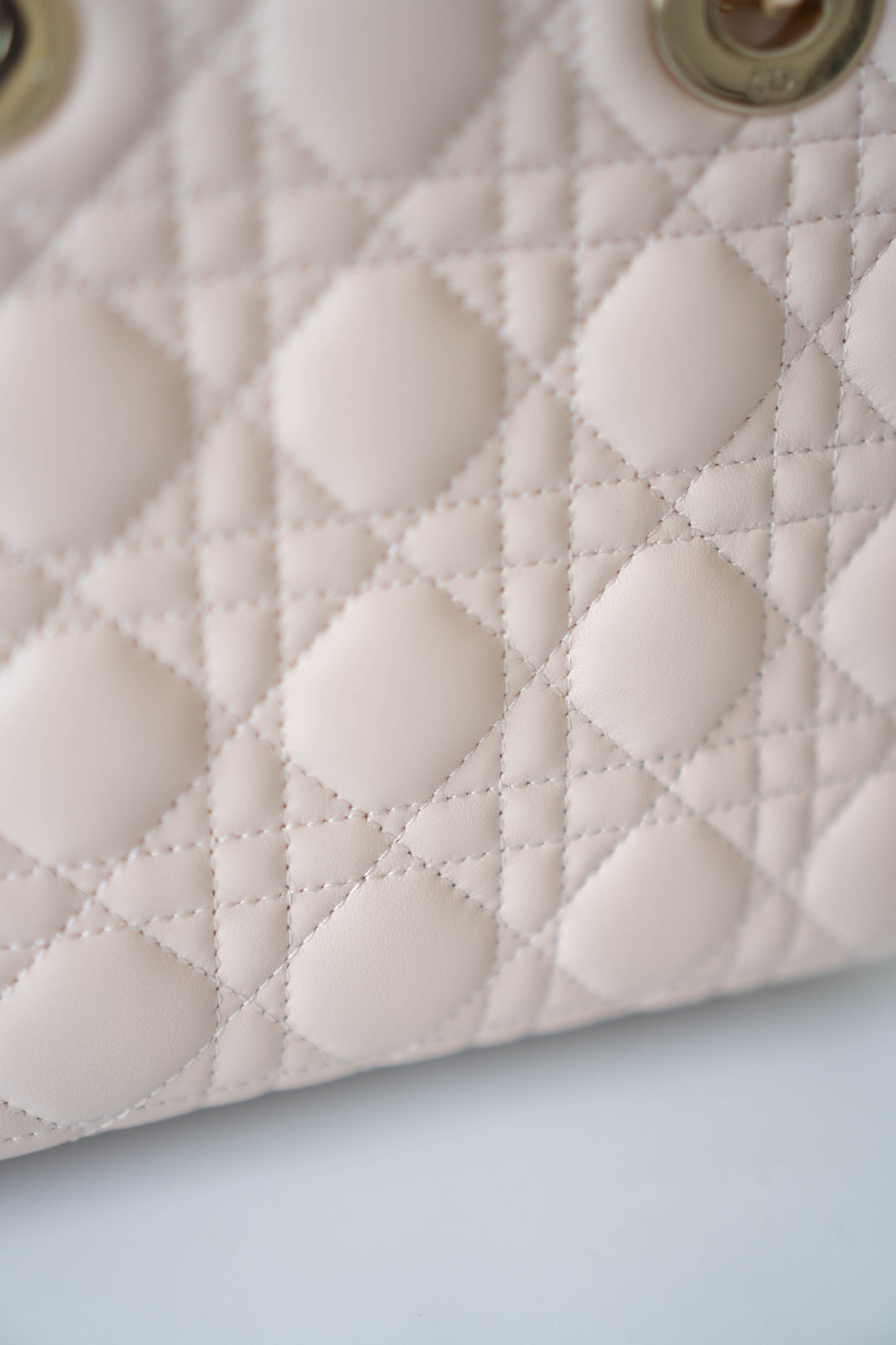 Lady D Small Cannage – Powder Pink Lambskin