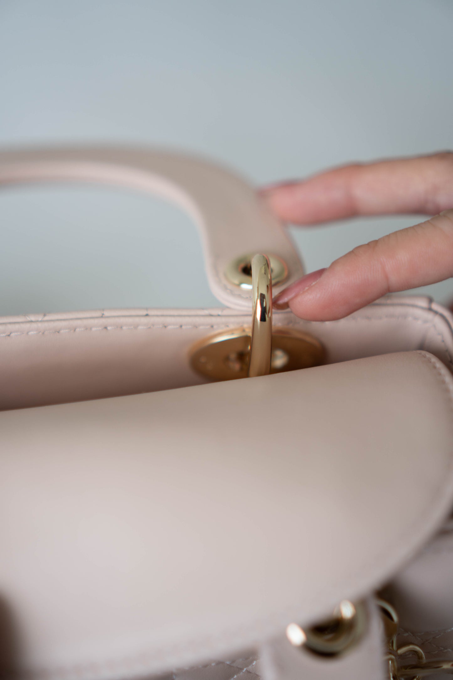 Lady D Small Cannage – Powder Pink Lambskin