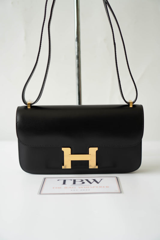 Constance Elan – Noir Box Leather with Gold Hardware