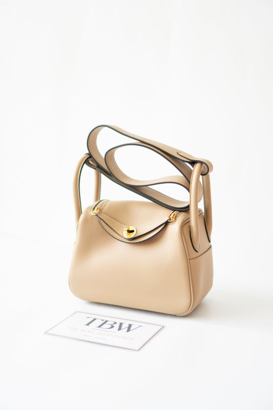 Mini Lind – Chai Swift Leather with Salmon Pink Interior and Gold Hardware
