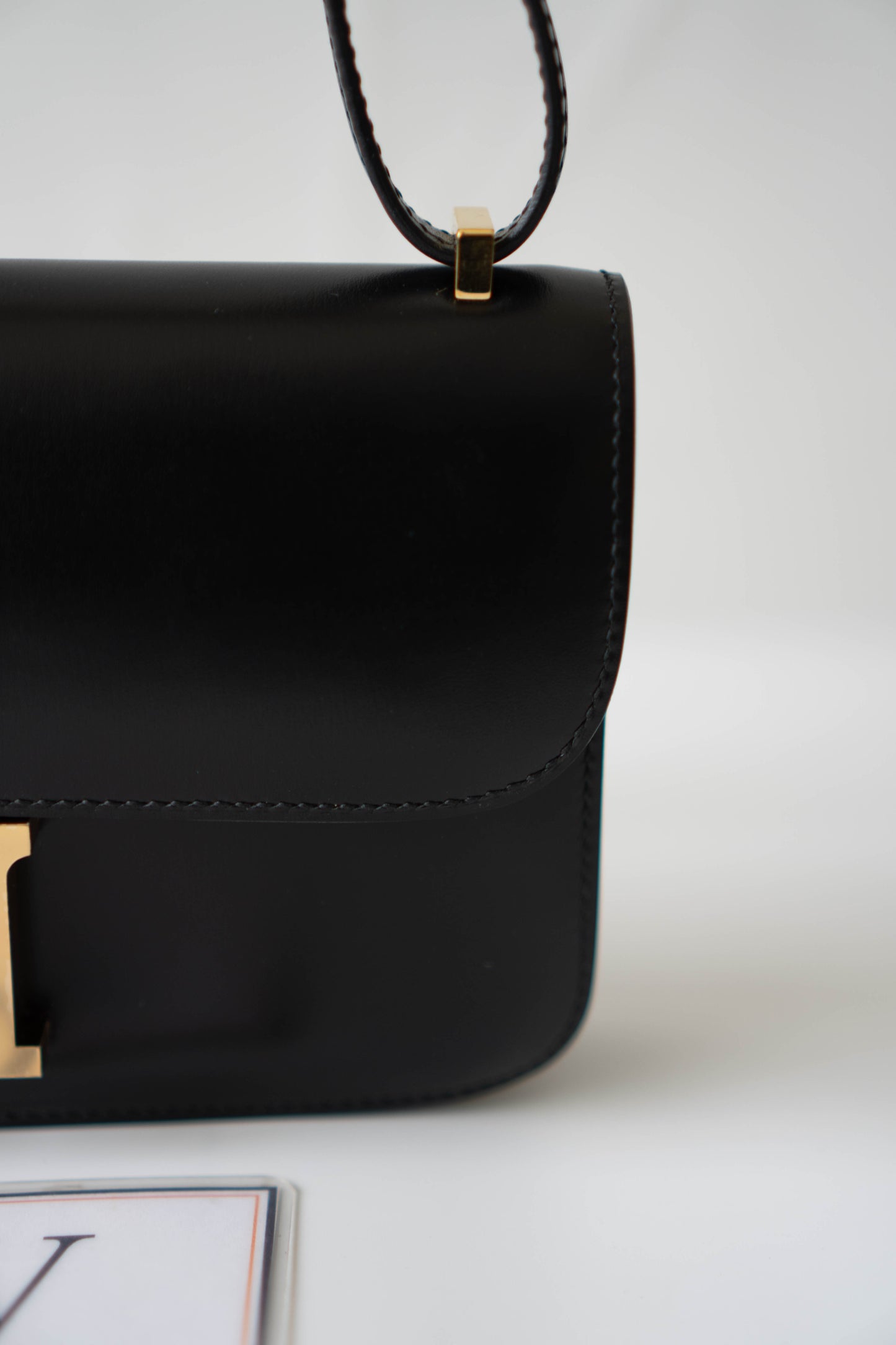Constance Elan – Noir Box Leather with Gold Hardware