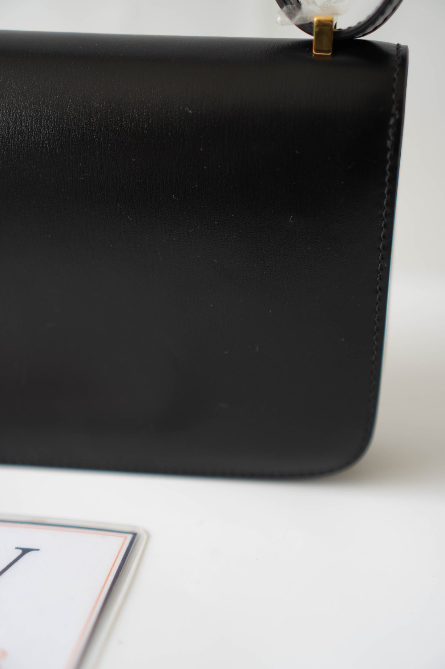 Constance Elan – Noir Box Leather with Gold Hardware