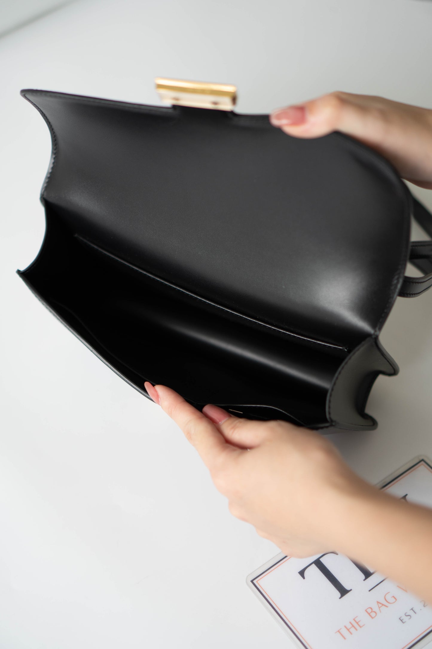 Constance Elan – Noir Box Leather with Gold Hardware