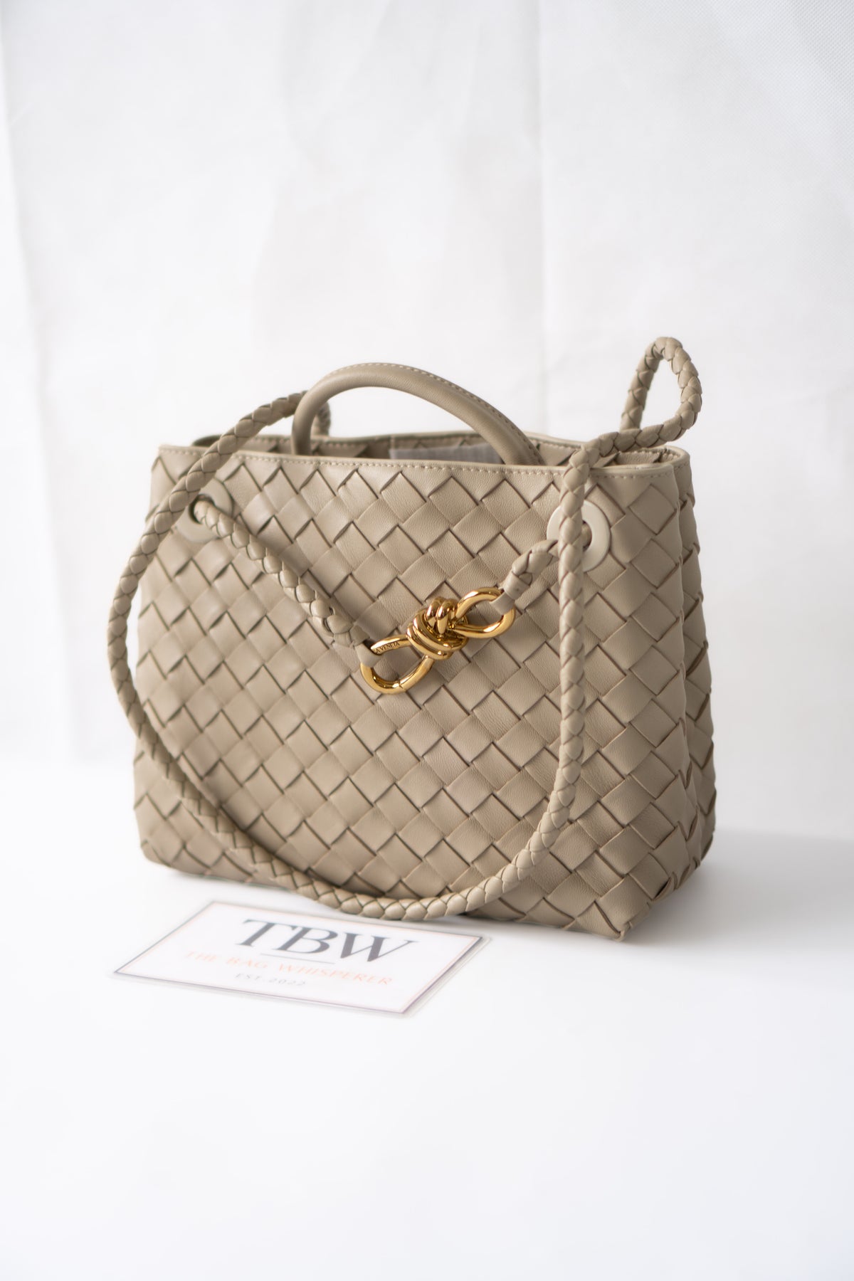 Small Andiamo (25 cm) – Intrecciato Leather & Gold Hardware
