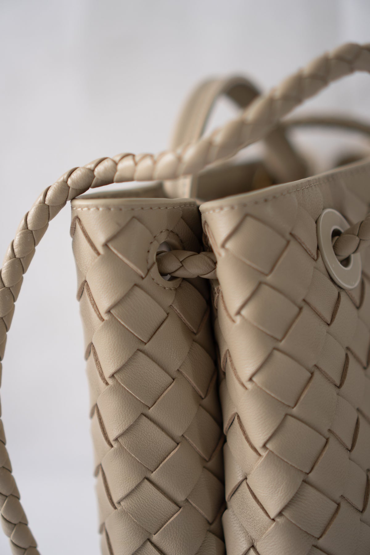 Small Andiamo (25 cm) – Intrecciato Leather & Gold Hardware