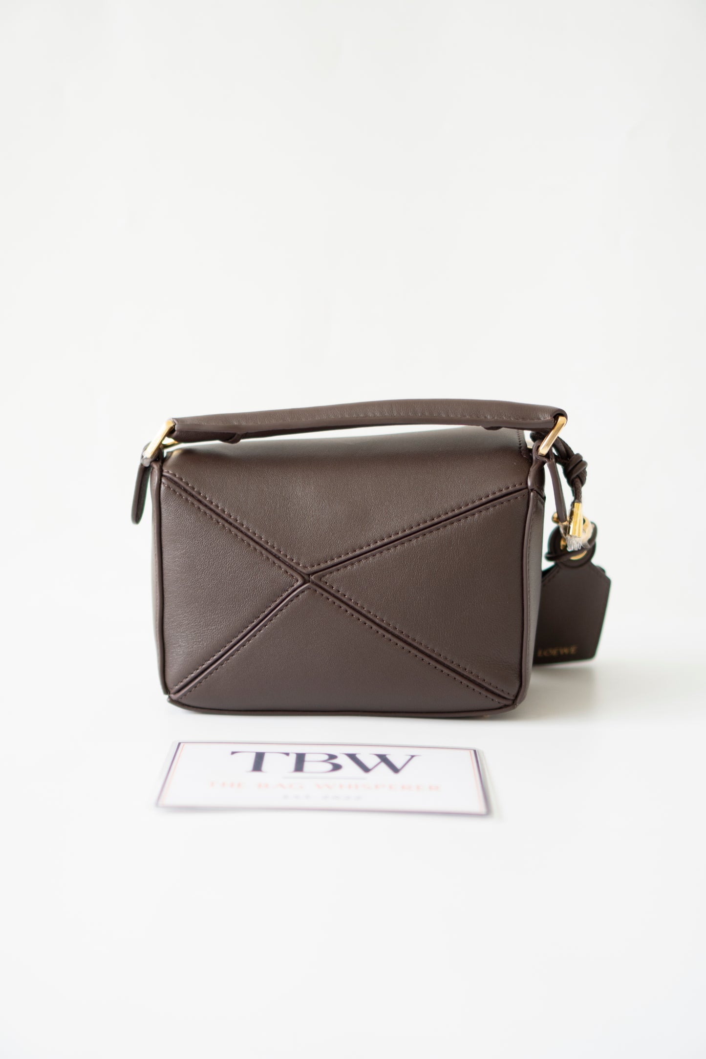 Mini Puzzle Featherlight – Dark Brown Leather with Gold Hardware