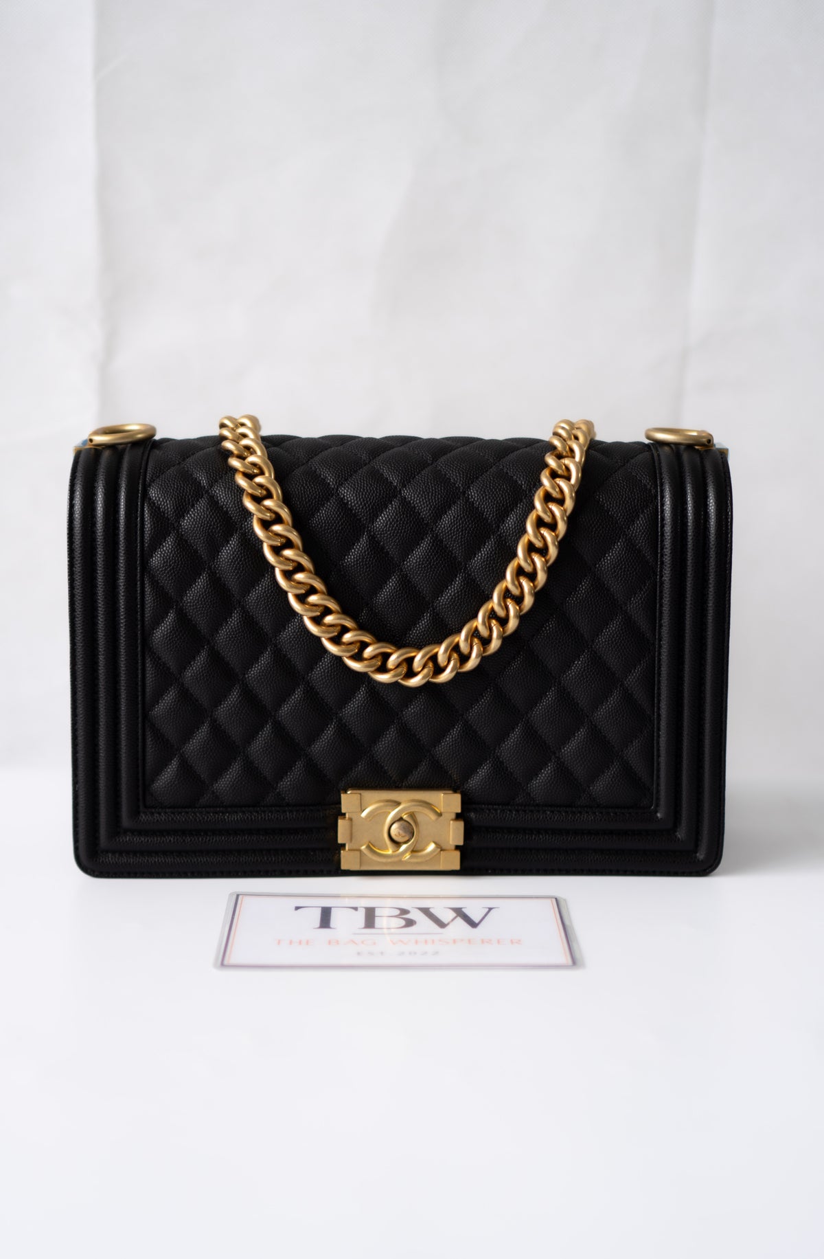 New Le Boy (28 cm)Medium – Black Caviar Leather with Brushed Gold Hardware