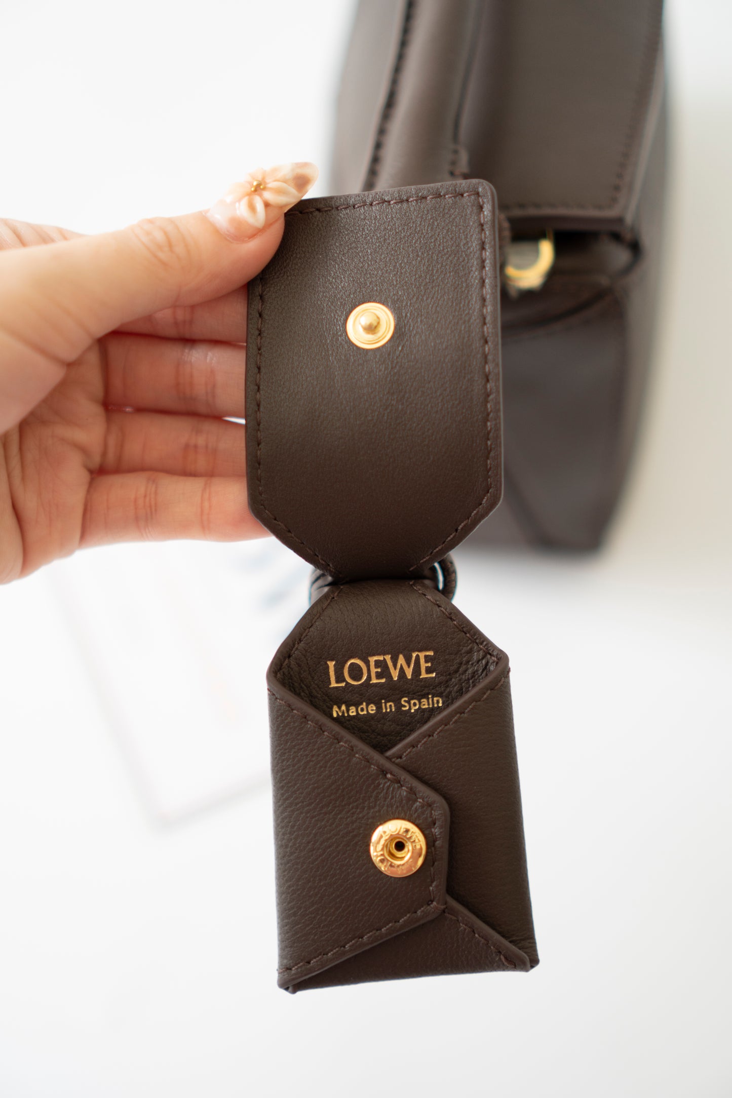 Mini Puzzle Featherlight – Dark Brown Leather with Gold Hardware